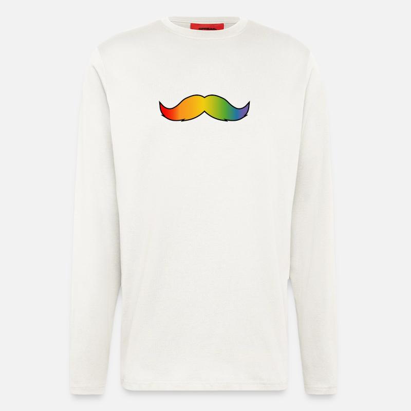 Regenbogen Bart queer schwarz - Langarmshirt - made by SPREAD  - OFF WHITE