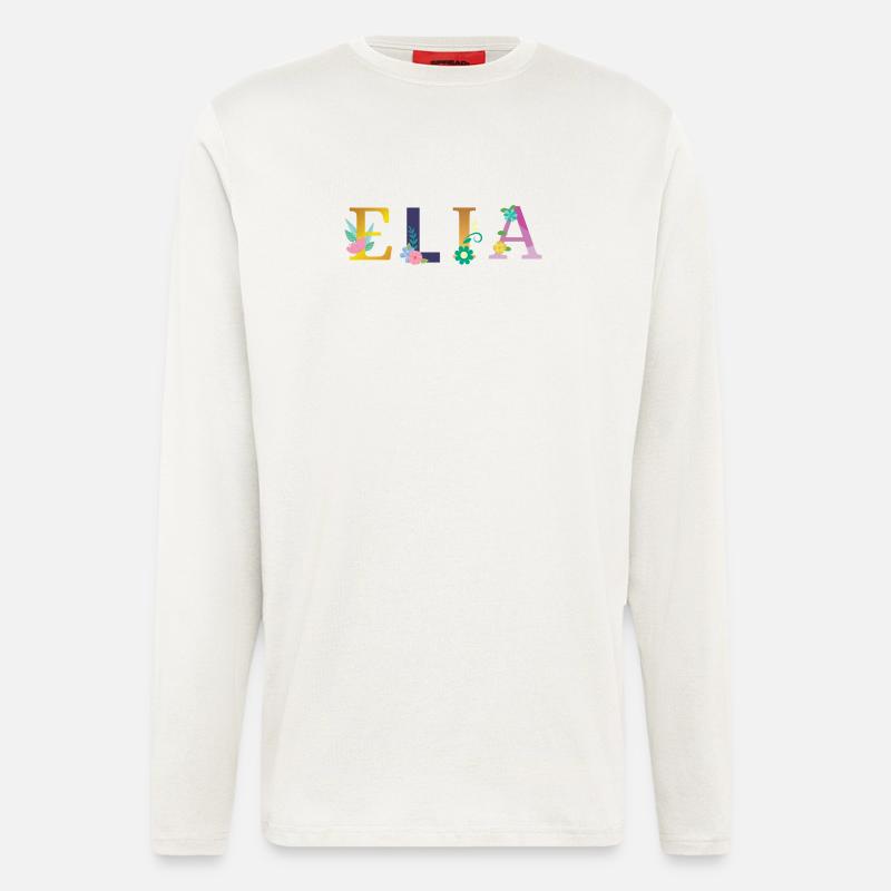 ELIA Name mit Blumen geschmückt - Langarmshirt - made by SPREAD  - OFF WHITE