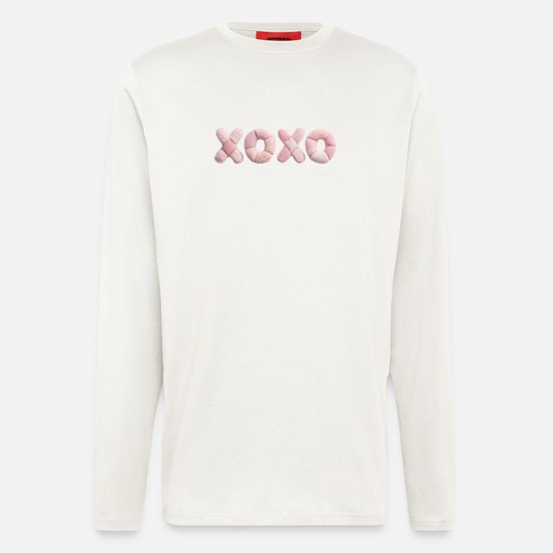 Plüsch Patchwork XOXO Design Pink - Langarmshirt - made by SPREAD - OFF WHITE