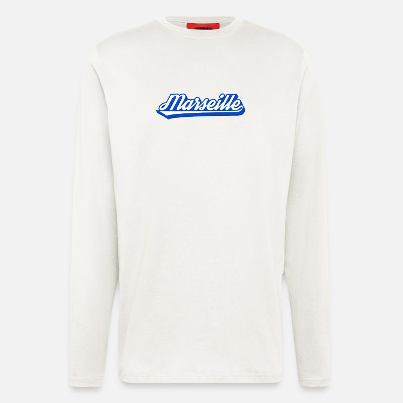 Marseille Retro Blue Script - Longsleeve - made by SPREAD  - OFF WHITE