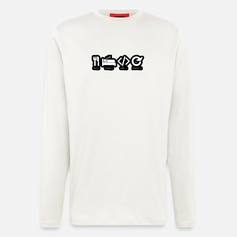 Code Sleep Repeat Developer Life - Manches longues bio décontracté fabriqué en UE - OFF WHITE