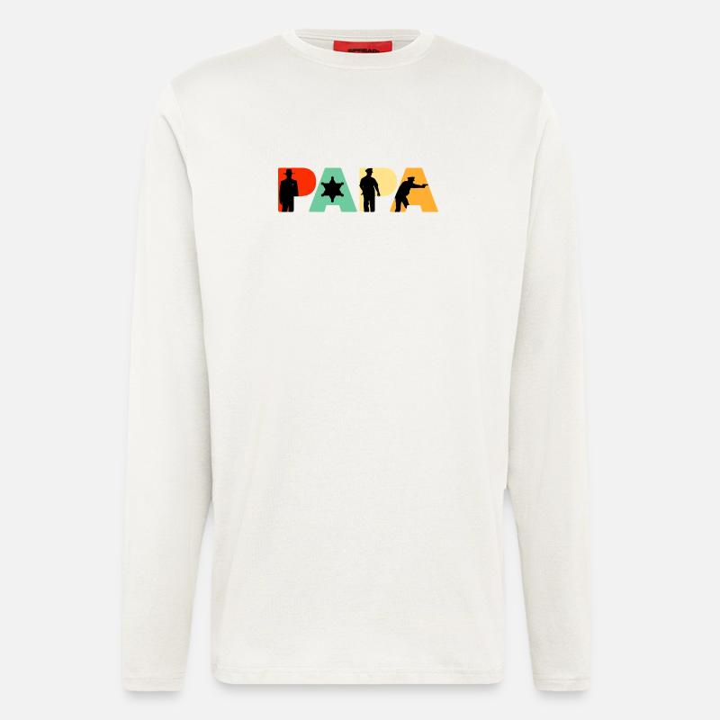 Papa Sheriff Polizeibeamter Polizeigeschenk - Langarmshirt - made by SPREAD  - OFF WHITE