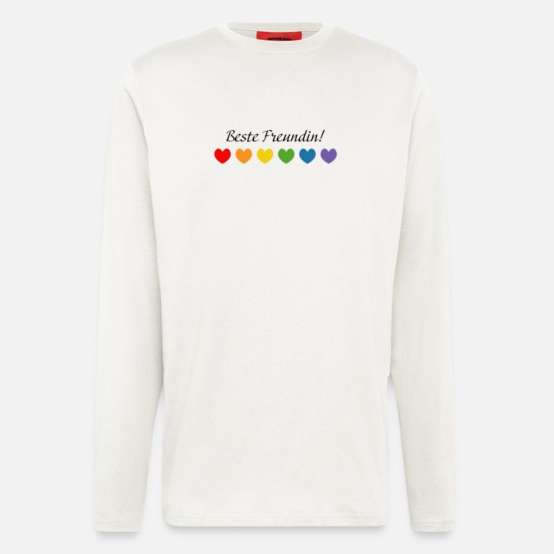 Regenbogenherzchen Beste Freundin - Langarmshirt - made by SPREAD  - OFF WHITE