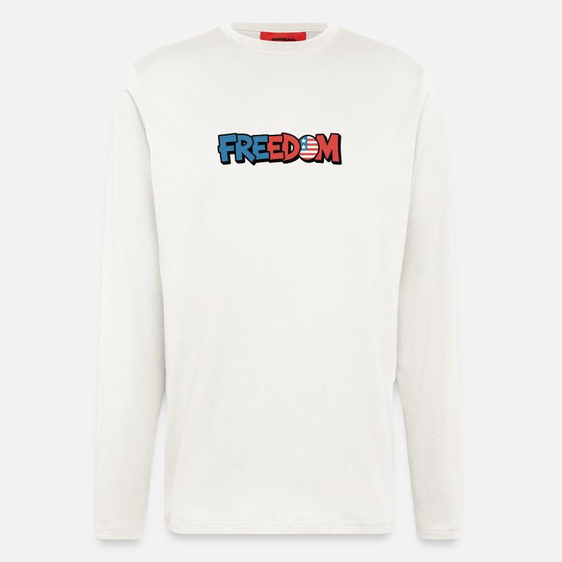 Freedom Typografie Statement Design - Langarmshirt - made by SPREAD - OFF WHITE