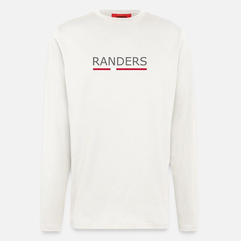 Randers - Drapeau du Danemark - Dänemark - Manches longues bio décontracté fabriqué en UE - OFF WHITE