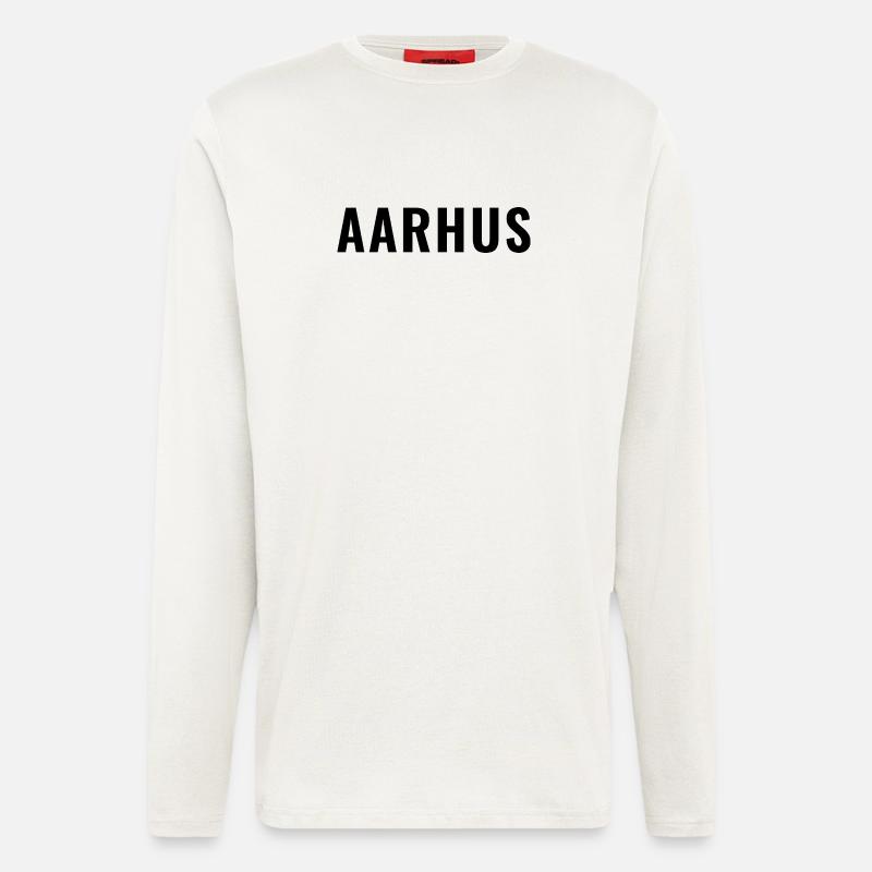 Aarhus Dänemark Minimal Typografie - Langarmshirt - made by SPREAD  - OFF WHITE