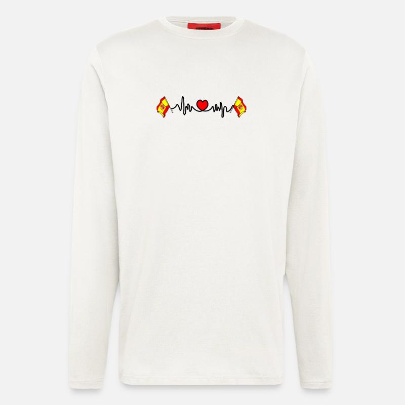 Herzfrequenz-Cardio für Spanien - Langarmshirt - made by SPREAD  - OFF WHITE