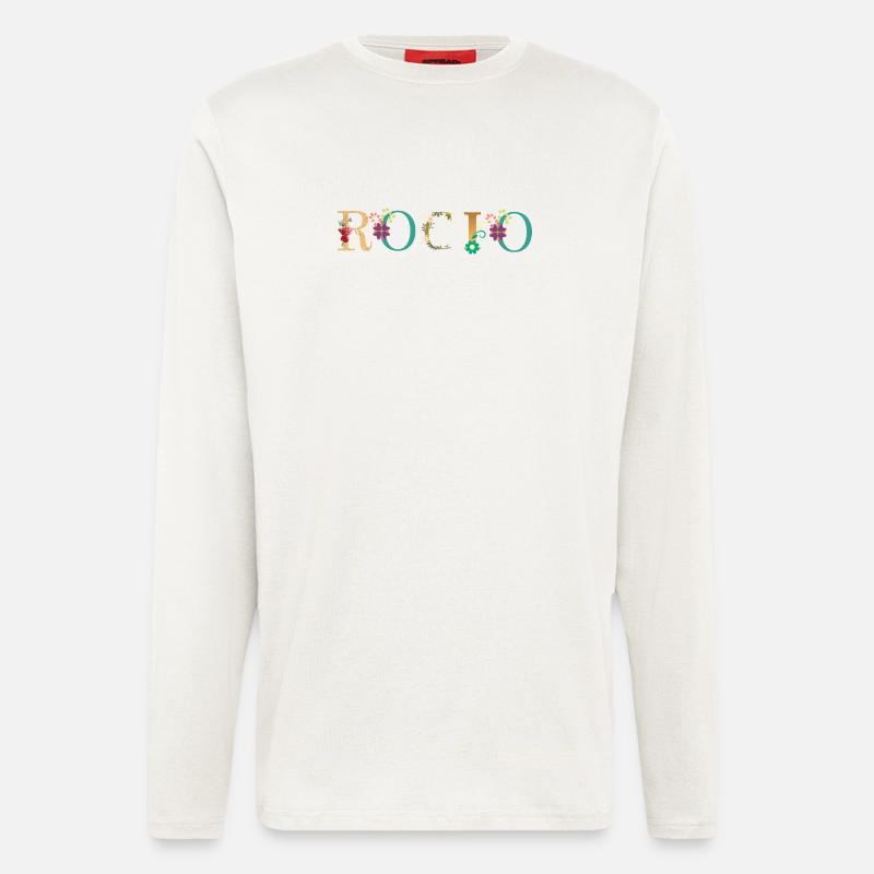 ROCIO Name mit Blumen geschmückt - Langarmshirt - made by SPREAD  - OFF WHITE
