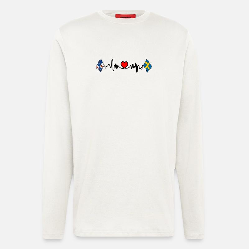 Herzfrequenz-Hotline Norrbotten & Schweden - Langarmshirt - made by SPREAD  - OFF WHITE