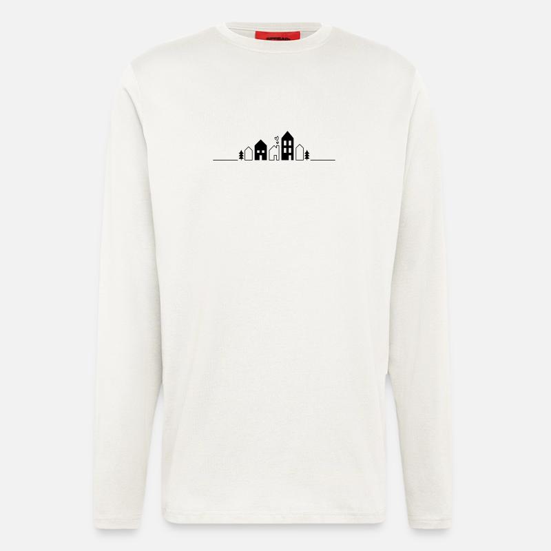 Moderne, niedliche Häuser einer Stadt - Langarmshirt - made by SPREAD  - OFF WHITE