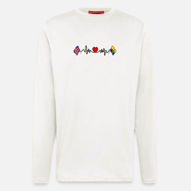 Herzfrequenz in Durham & UK - Langarmshirt - made by SPREAD  - OFF WHITE