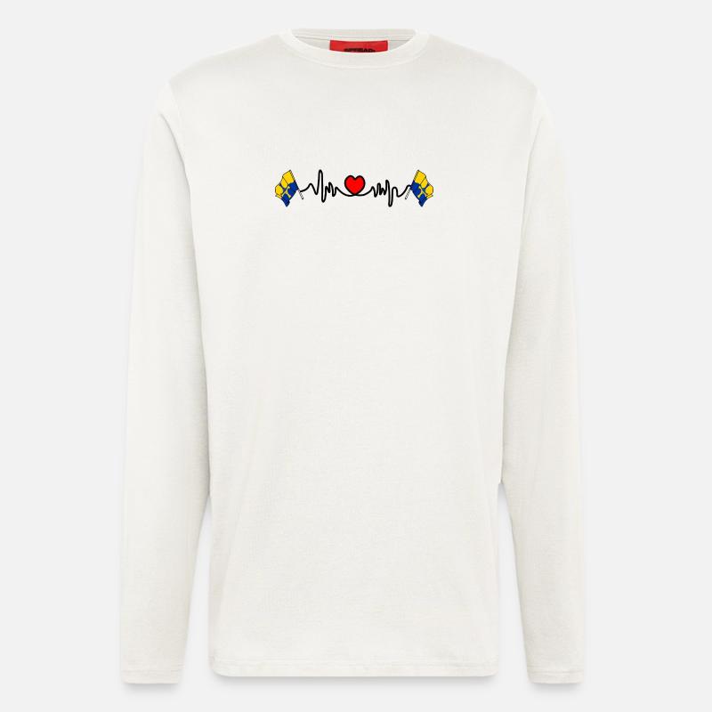 Durham-Flagge mit Herzschlag - Langarmshirt - made by SPREAD  - OFF WHITE