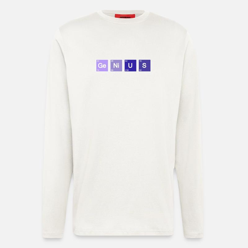 Genius Nerd Geek - Manches longues bio décontracté fabriqué en UE - OFF WHITE