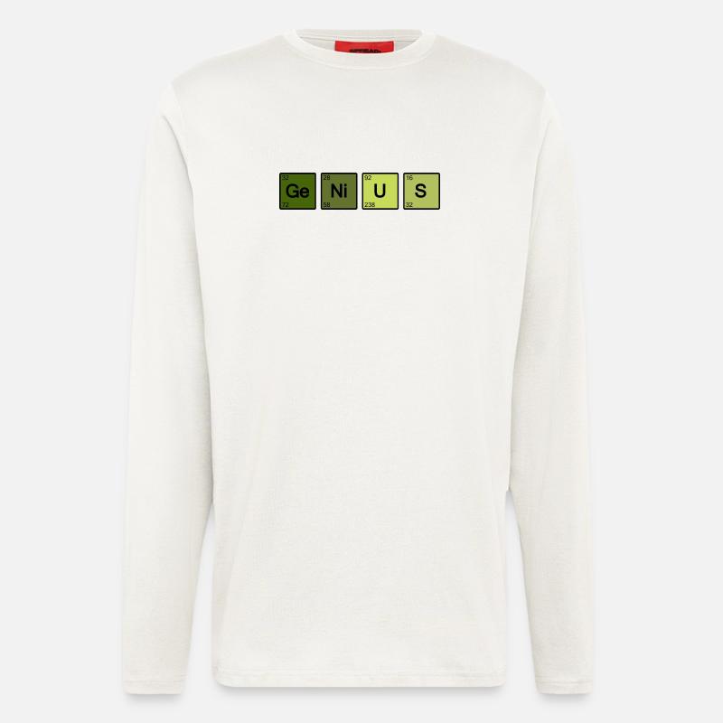 Genius Nerd Geek - Manches longues bio décontracté fabriqué en UE - OFF WHITE