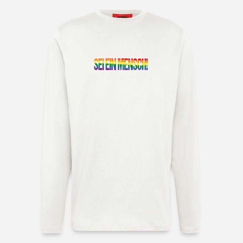 Sei ein Mensch! Pride Flag - Langarmshirt - made by SPREAD  - OFF WHITE