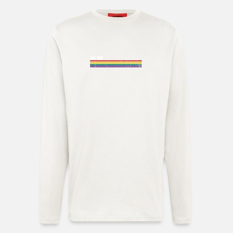 Regenbogen Streifen Pride Overlay - Langarmshirt - made by SPREAD  - OFF WHITE
