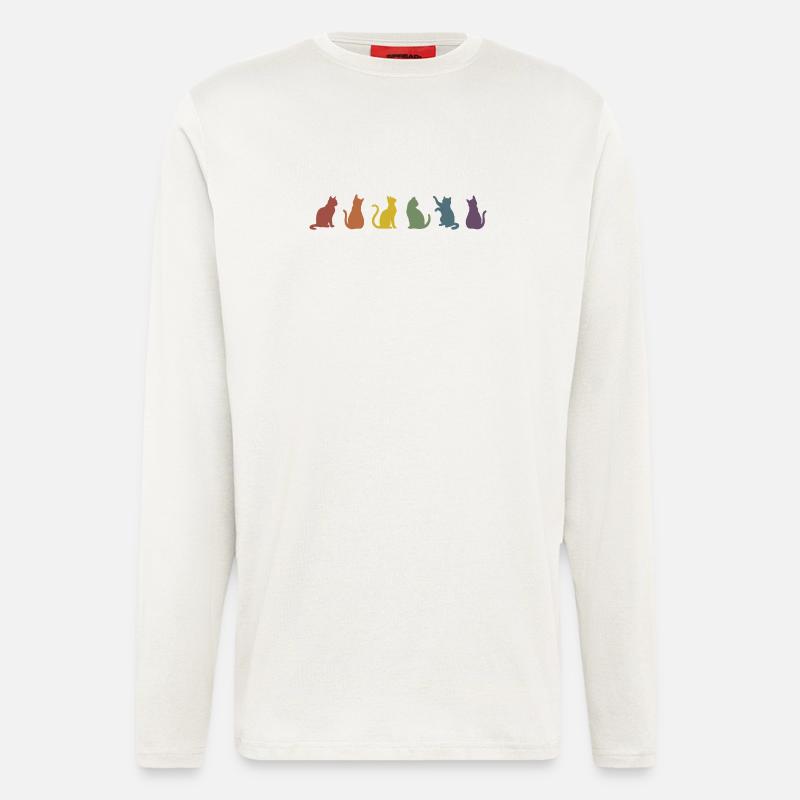 Bunte Pride Katzen Silhouetten  - Langarmshirt - made by SPREAD  - OFF WHITE