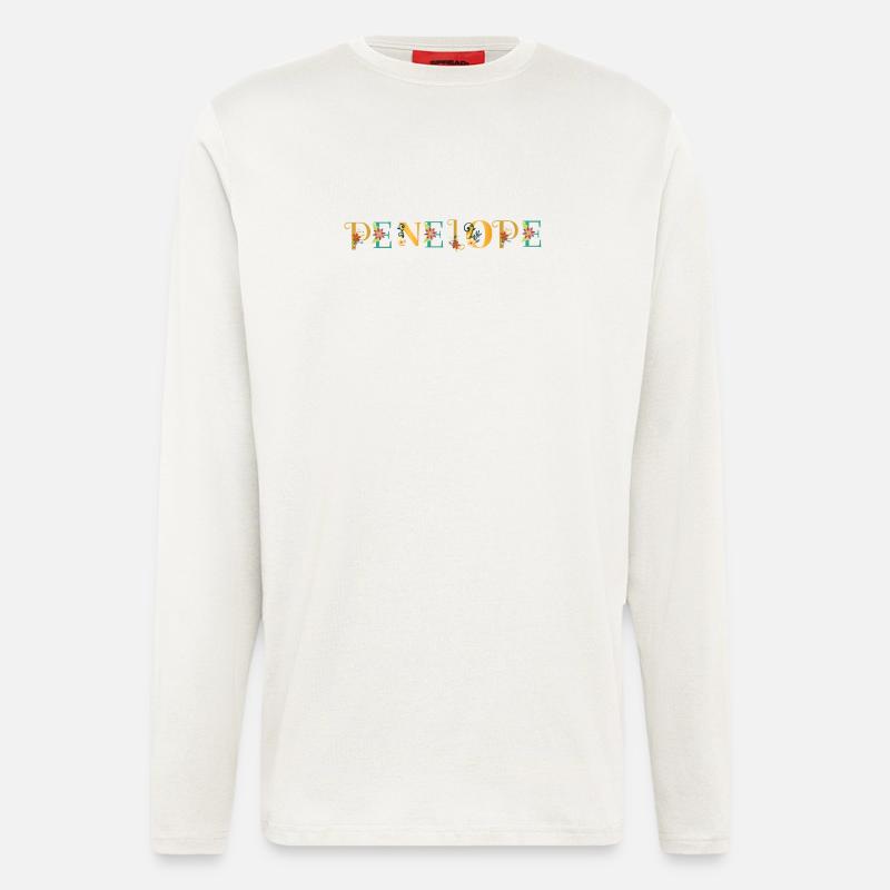 PENELOPE Namenskunst mit gestickten Blumen - Langarmshirt - made by SPREAD  - OFF WHITE