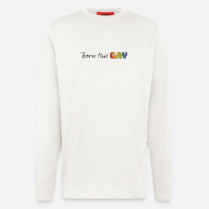 Regenbogen born this gay - Langarmshirt - made by SPREAD - OFF WHITE