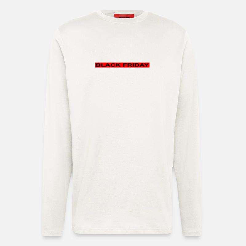 Black Friday bande rouge - Manches longues bio décontracté fabriqué en UE - OFF WHITE