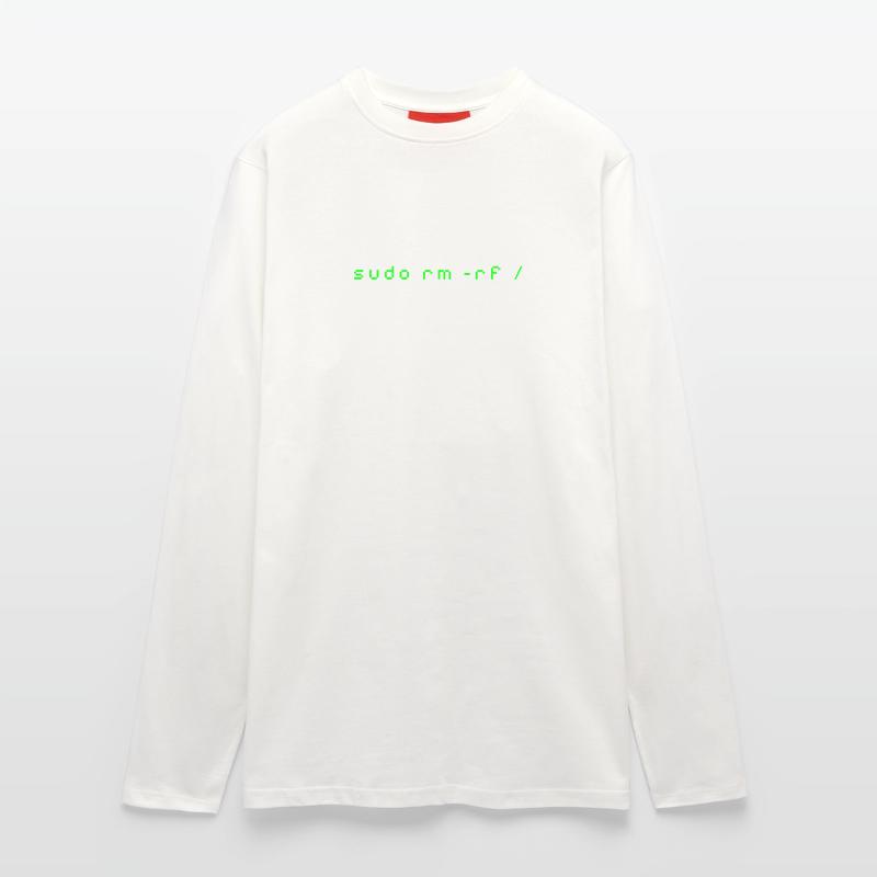 T-shirt Linux rm -rf - Commande Admin Sys & Dév Manches longues bio décontracté fabriqué en UE