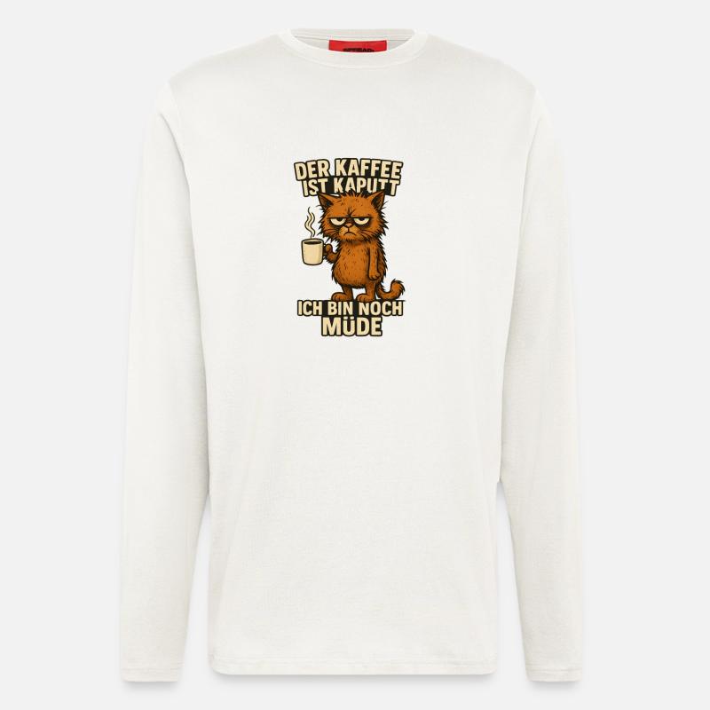 Ich bin müde Kaffee Spruch - Langarmshirt - made by SPREAD - OFF WHITE