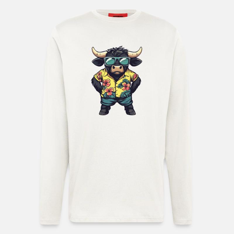 Stier Comic Cool Sommer - Langarmshirt - made by SPREAD  - OFF WHITE
