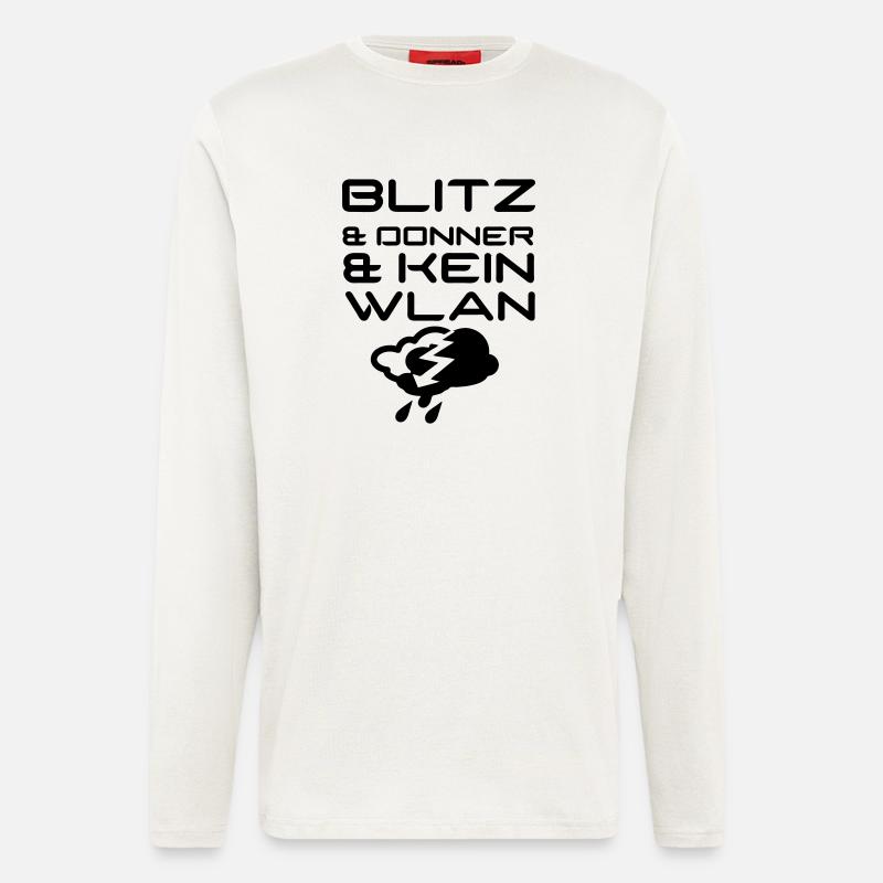 Blitz & Donner & kein WLAN Geschenk - Langarmshirt - made by SPREAD  - OFF WHITE