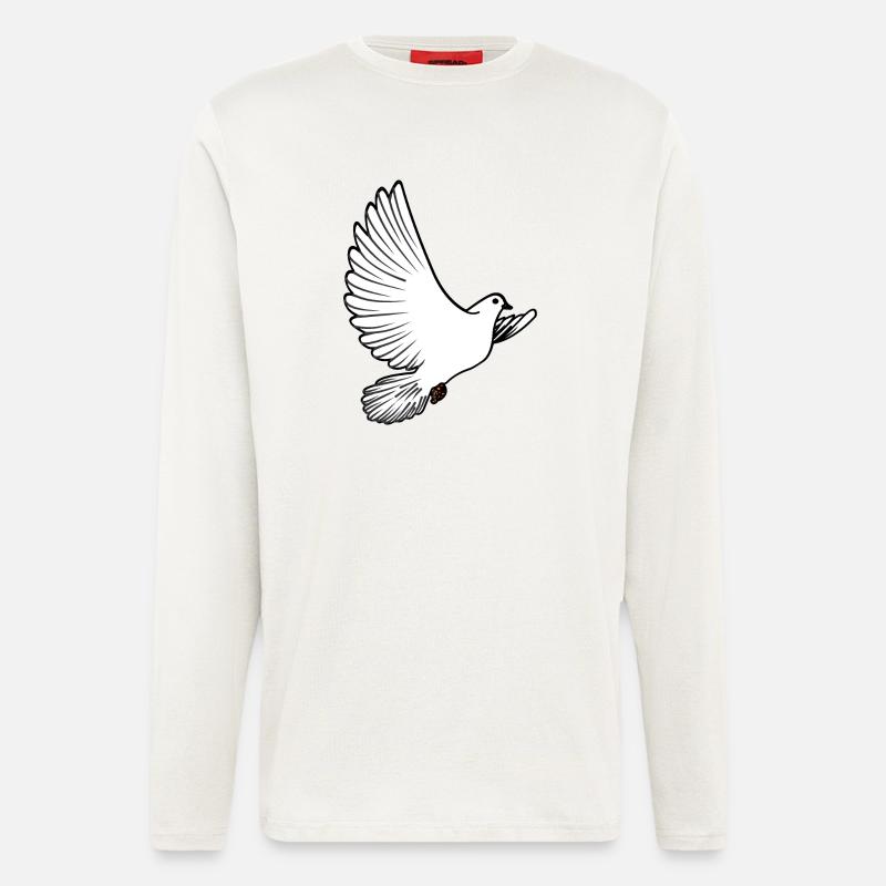 Weiße Taubenbrieftaube Ziertaube oder Friedenstaube - Langarmshirt - made by SPREAD  - OFF WHITE