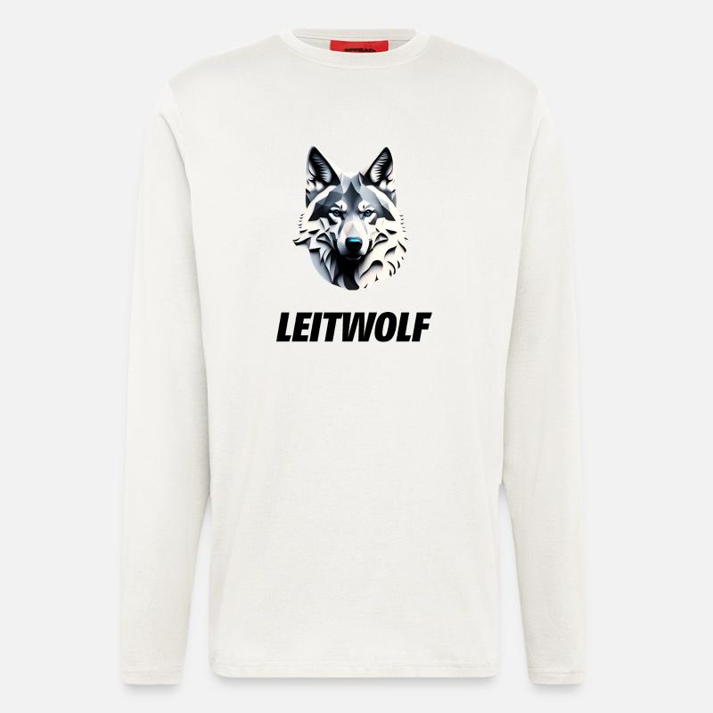 Wolfskopf mit Leitwolf Schriftzug - Langarmshirt - made by SPREAD  - OFF WHITE