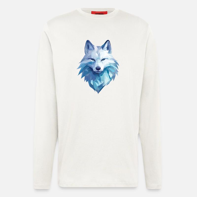 Polarfuchs im Polygon Stil - Langarmshirt - made by SPREAD - OFF WHITE