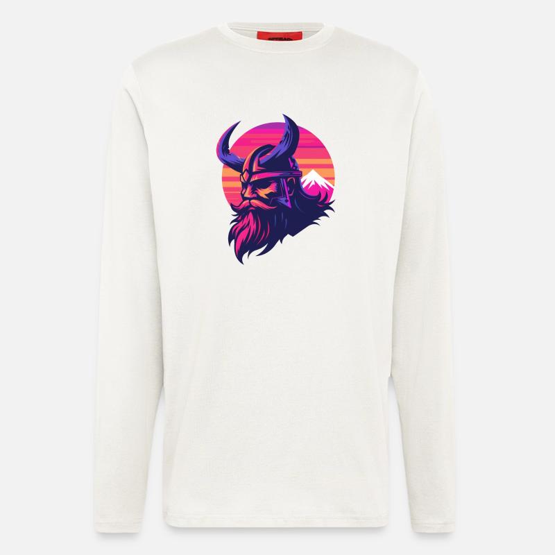 Wikinger Synthwave 3 - Langarmshirt - made by SPREAD  - OFF WHITE
