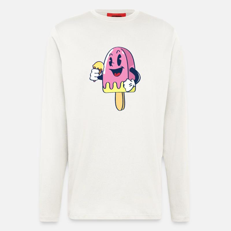 Fröhlicher Kindereis Charakter Eiscreme Eis - Longsleeve - made by SPREAD  - OFF WHITE