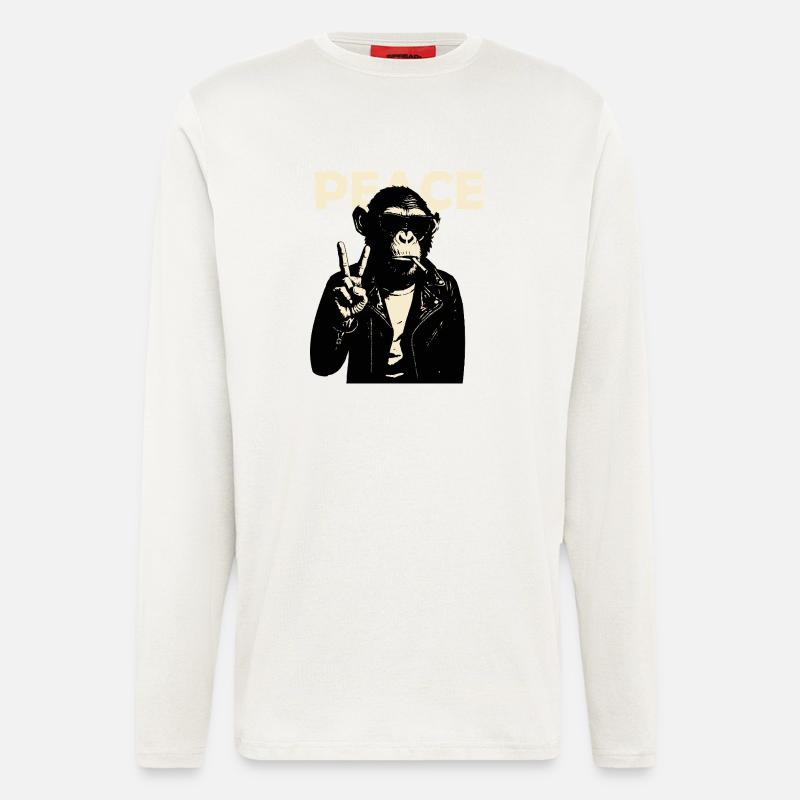 Friedlicher Rebellenaffe - Langarmshirt - made by SPREAD - OFF WHITE