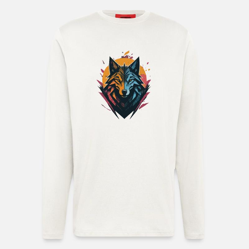 Wolf Doppelseitiger Sonnenmond - Langarmshirt - made by SPREAD  - OFF WHITE