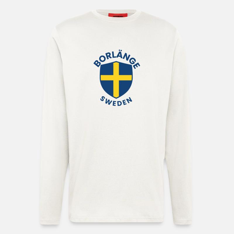 Borlänge-Schild: Schwedisches Flaggendesign - Langarmshirt - made by SPREAD  - OFF WHITE