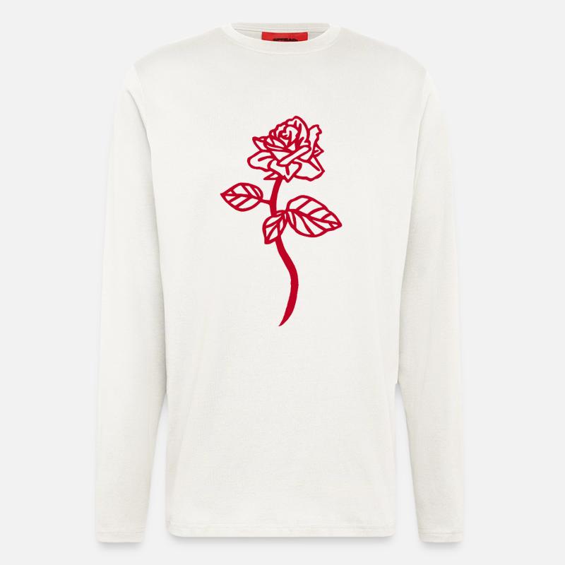 Die rote Rose - Langarmshirt - made by SPREAD  - OFF WHITE