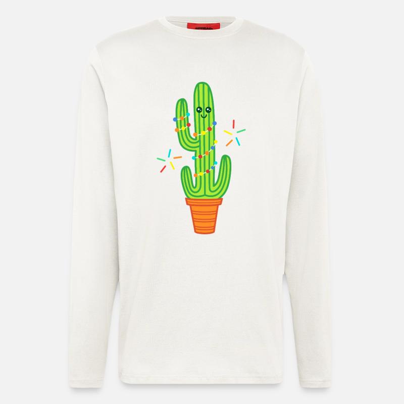 Süßer Comic Kaktus grün - Langarmshirt - made by SPREAD  - OFF WHITE