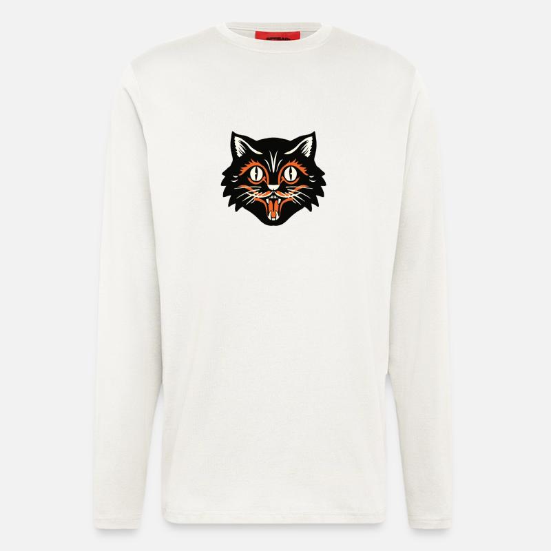 Schwarze Katze - Langarmshirt - made by SPREAD  - OFF WHITE