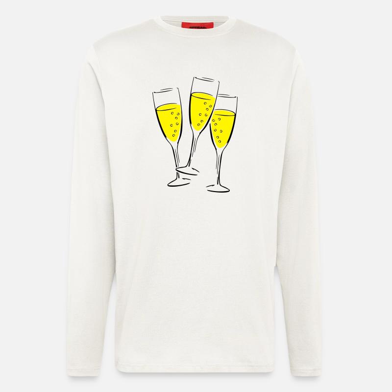 sekt glaeser illustration - Langarmshirt - made by SPREAD  - OFF WHITE
