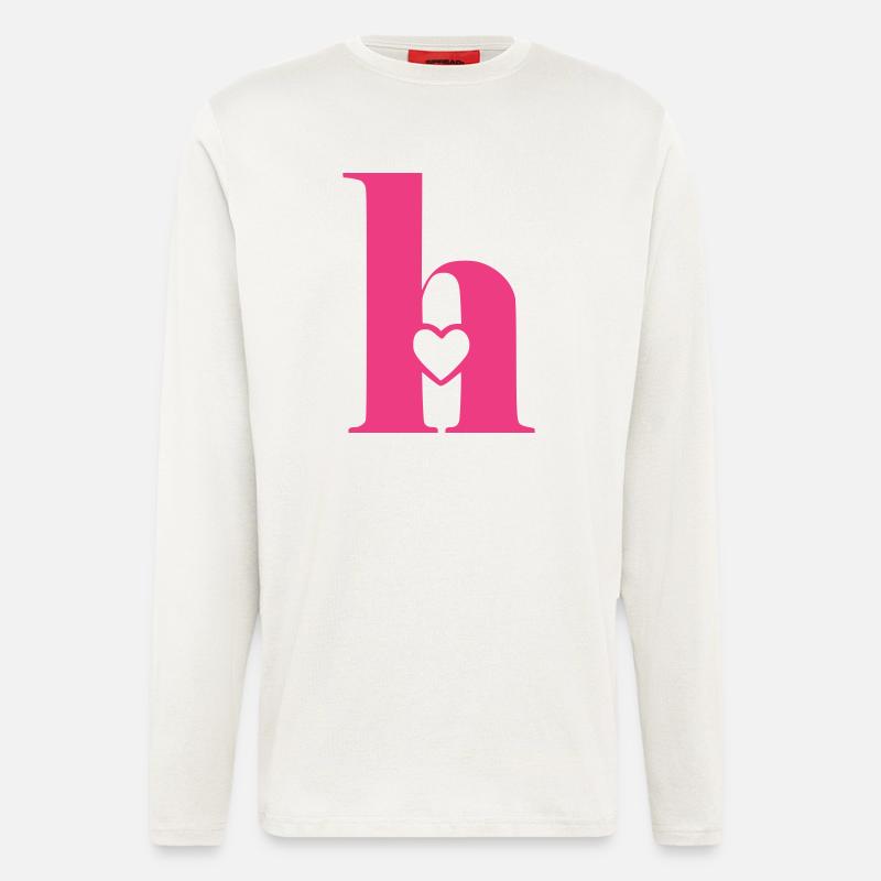Buchstabe h Anfangsbuchstabe mit Herz - Langarmshirt - made by SPREAD  - OFF WHITE