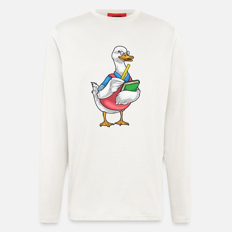 Duck Math Teacher Ruler - Longsleeve - made by SPREAD  - OFF WHITE