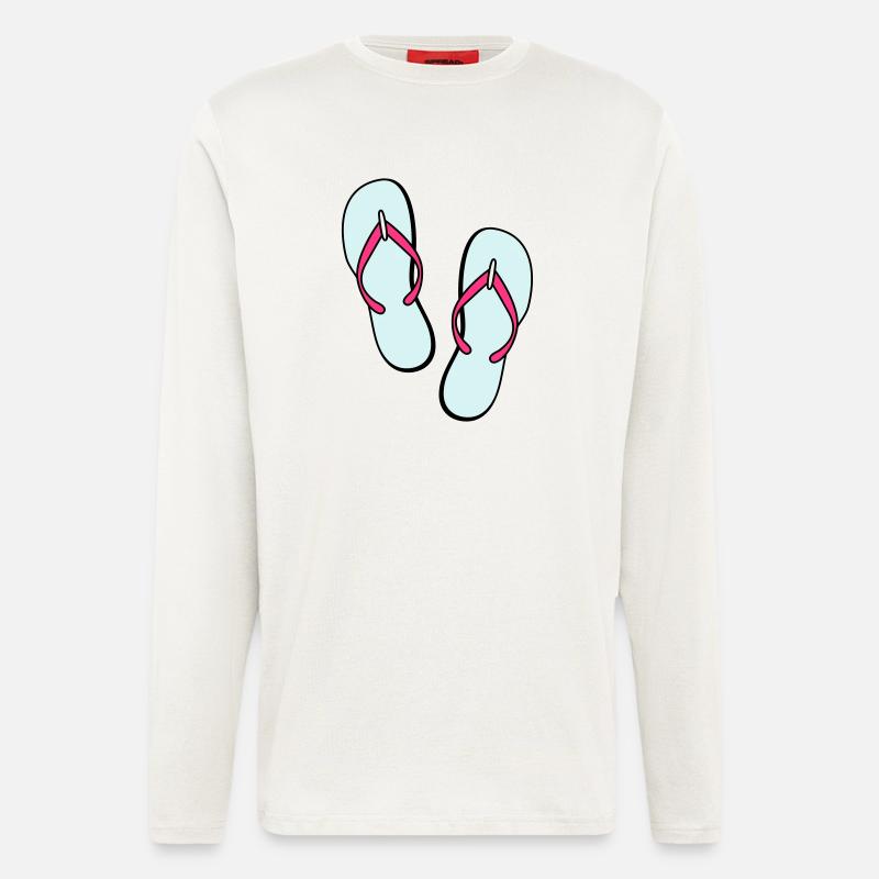 flip flops sommer beach strand party - Langarmshirt - made by SPREAD - OFF WHITE