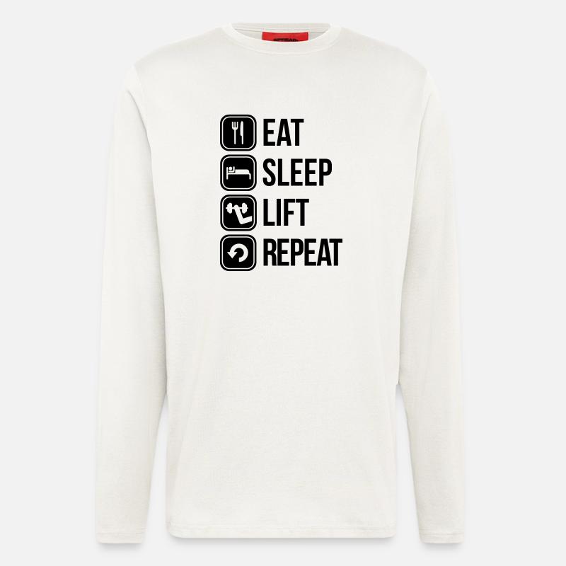 eat sleep lift repeat - Langarmshirt - made by SPREAD  - OFF WHITE