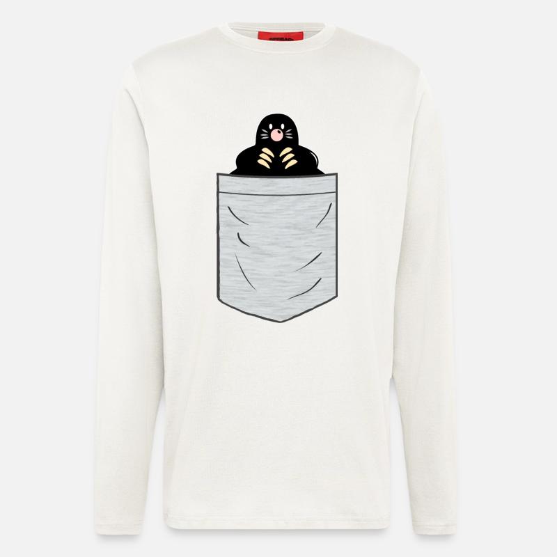 Maulwurf Brusttasche - Langarmshirt - made by SPREAD  - OFF WHITE