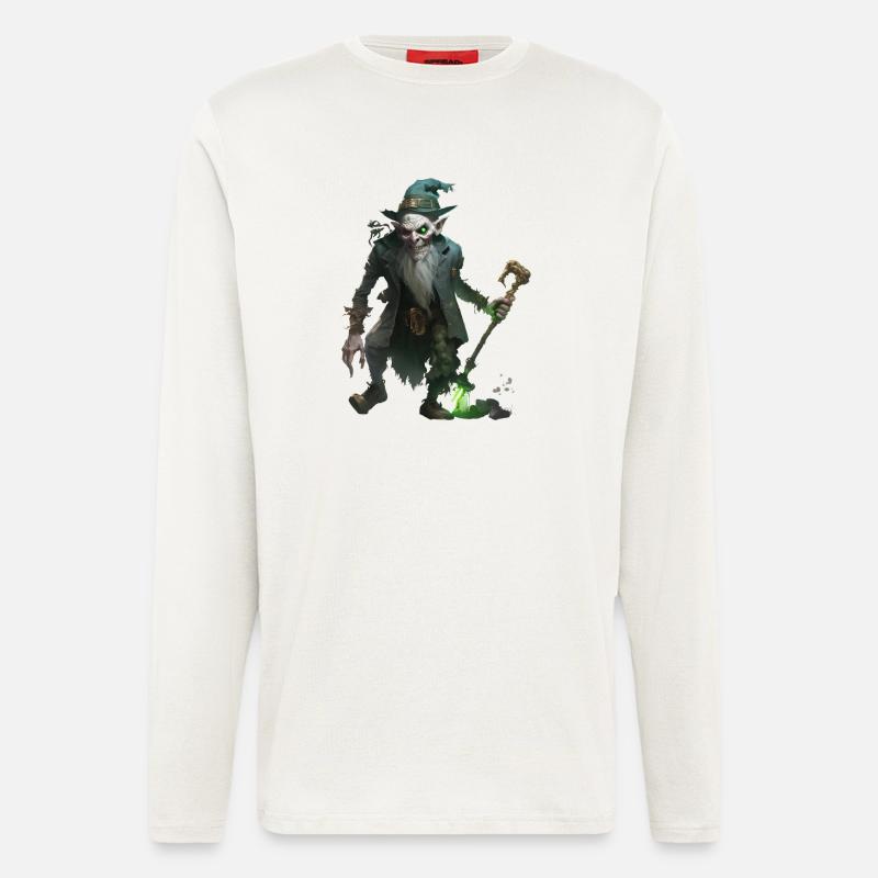 Zombie Zauberer Kobold mit Stab - Langarmshirt - made by SPREAD  - OFF WHITE