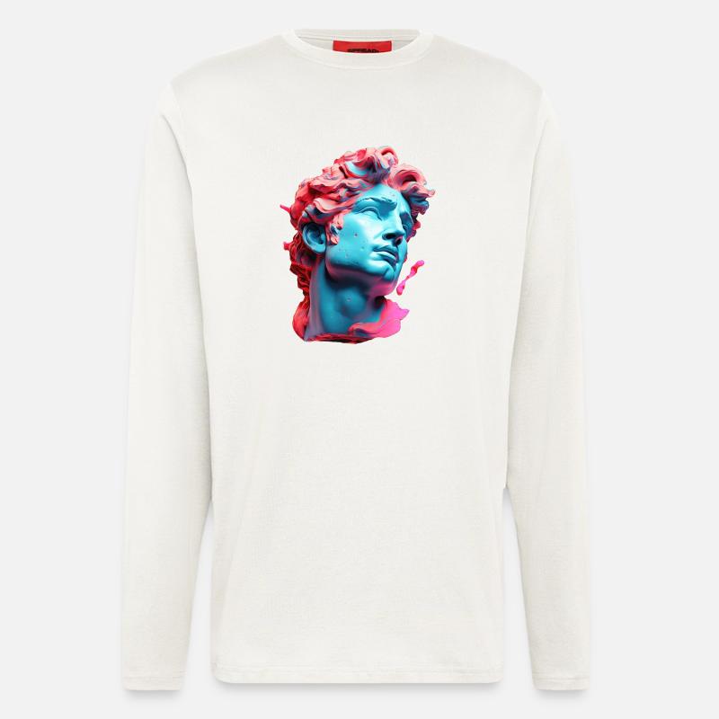 Neonmarmor-Kopf-Antlitz - Langarmshirt - made by SPREAD  - OFF WHITE