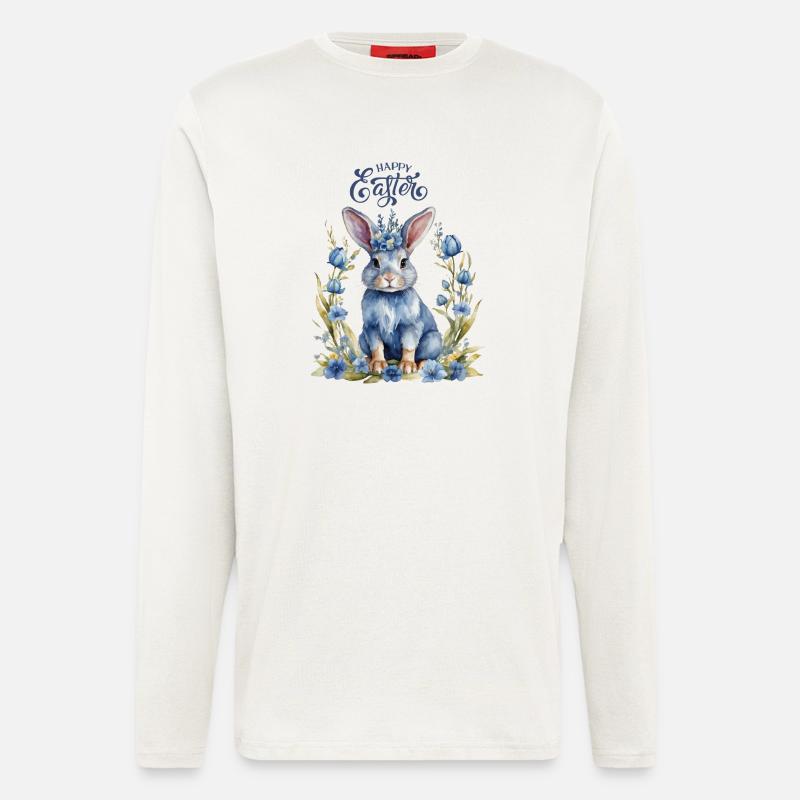 Teal Easter Bunny with Congratulations - Longsleeve - made by SPREAD  - OFF WHITE