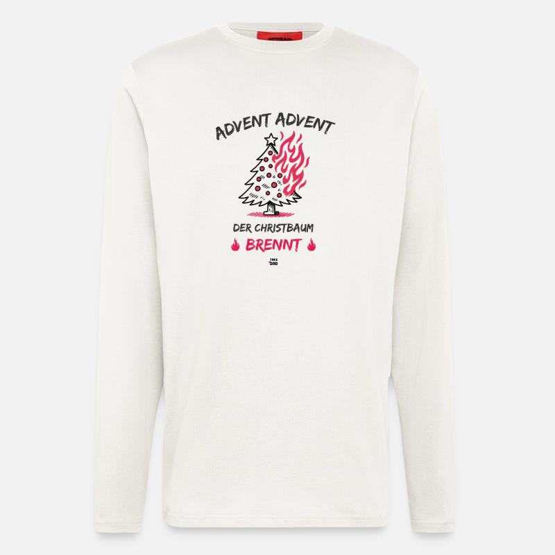 Advent, Advent - der Christbaum brennt - Langarmshirt - made by SPREAD - OFF WHITE