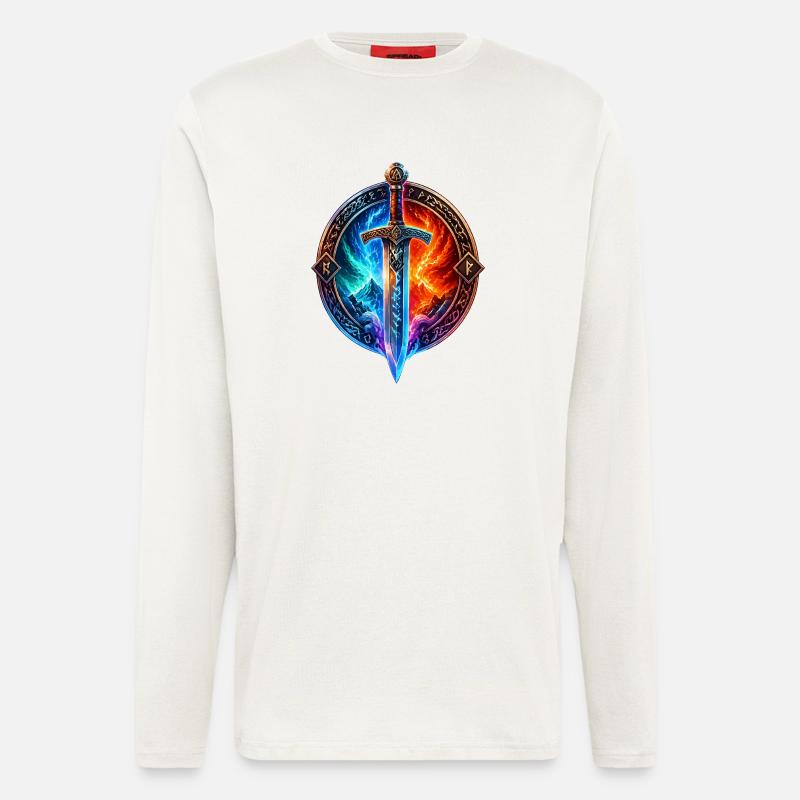 Feuer Eis Drachenschwert - Langarmshirt - made by SPREAD  - OFF WHITE